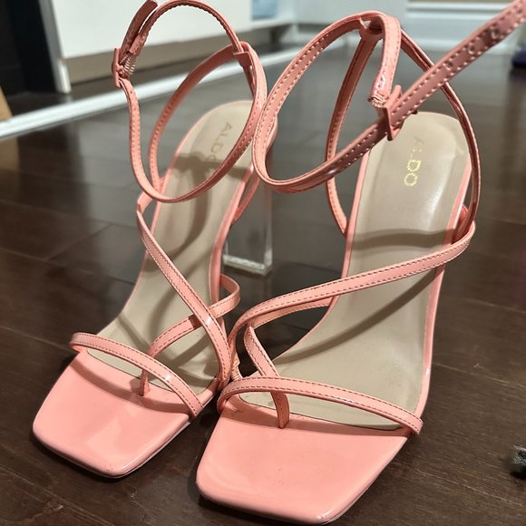 Pink Sqaure Sandal Block heels - Picture 1 of 14